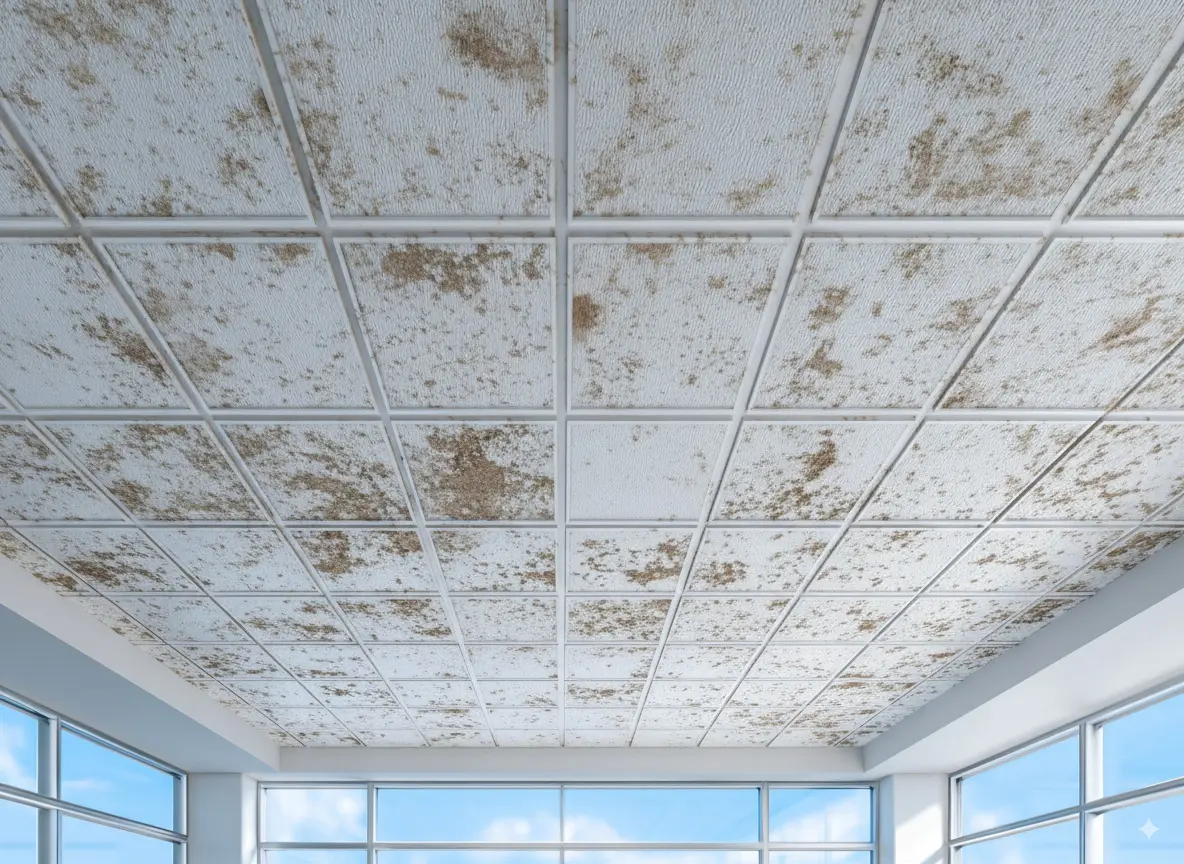 Restaurant ceiling tiles - before